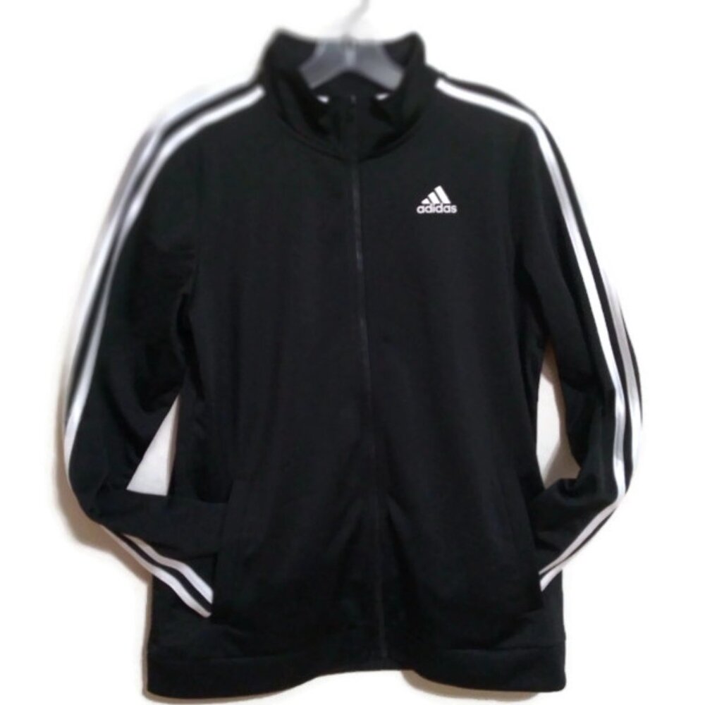adidas boys Zip Front Iconic Jacket, Jet Black NWT - Picture 3 of 9